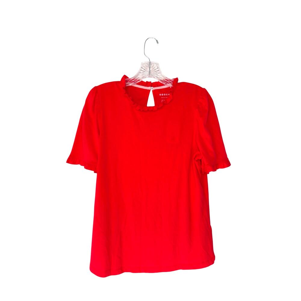 Boden Orange Supersoft Frill Detail T-Shirt Short Sleeve Basic Casual Size‎ 10
